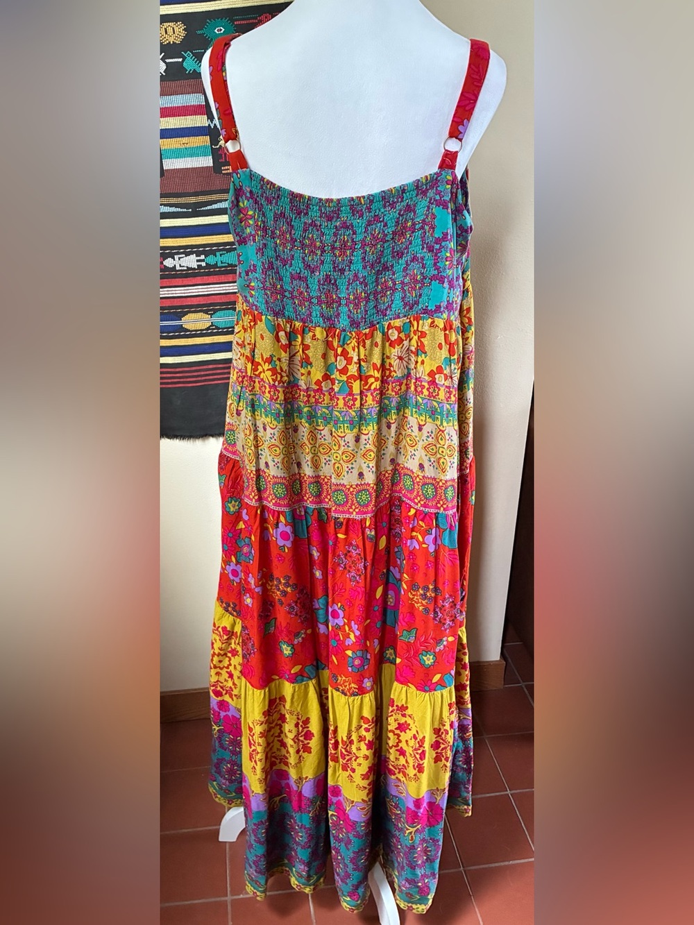 NWT Natural Life Patricia Boho Patchwork Floral Maxi Dress Size XL Hippy - Picture 3 of 9
